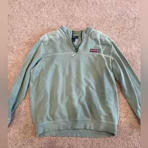 Vineyard Vines Shepshirt 1/4 quarter zip. Light green with whale outline